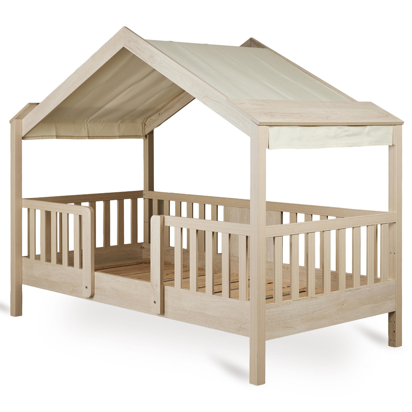 Hausbett My House Natural mit Stoffdach Butter