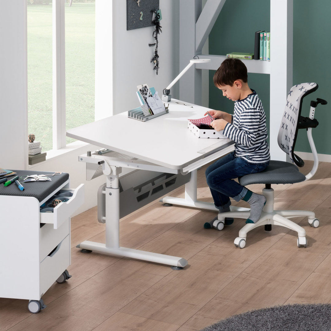 Schreibtisch Diego 105 Silber Weiss 2