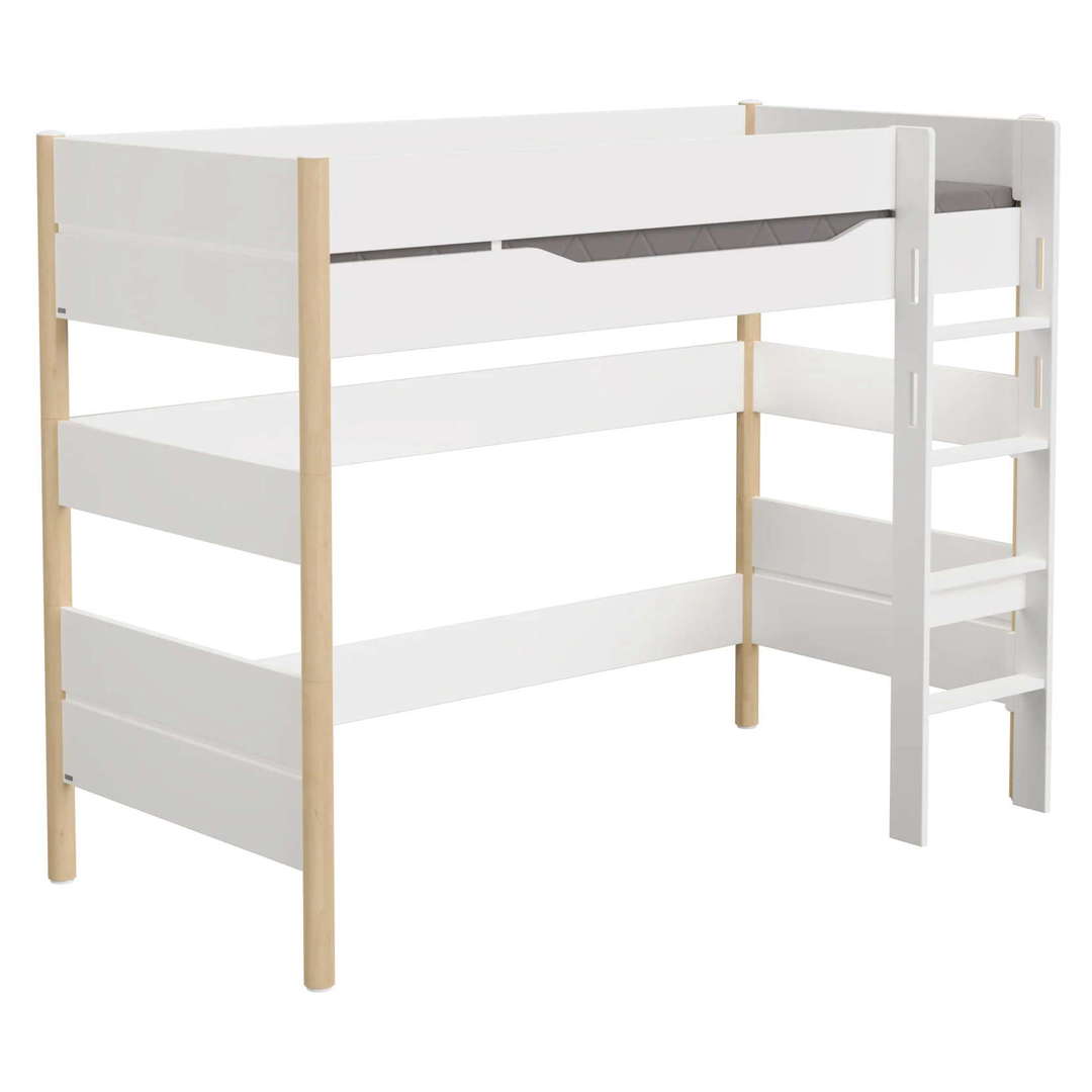 Mittelhohes Bett Ylvie Birke, mit gerader Leiter, 90 x 200 cm 1
