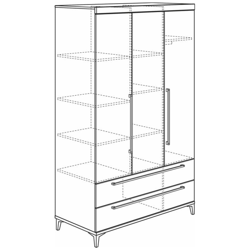 Kleiderschrank Remo 3-türig mit Schubladen, Front 2x Eiche 3