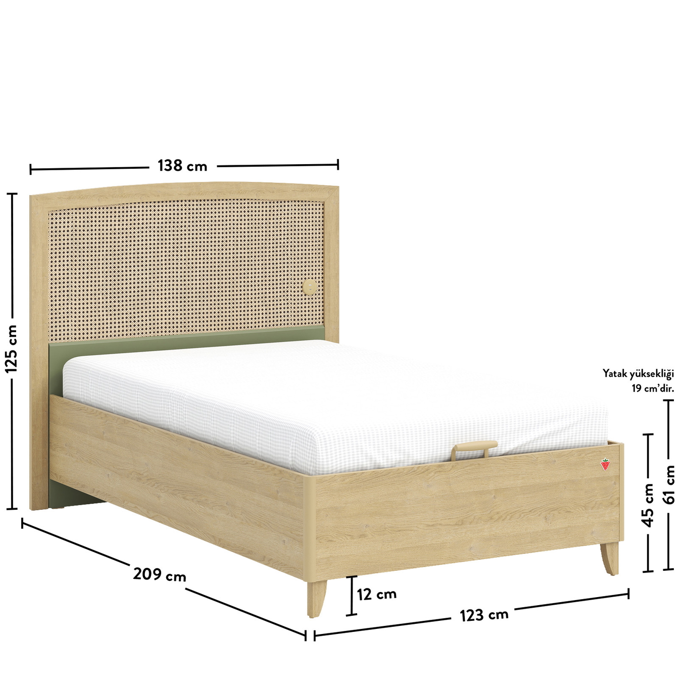 Bett Loof mit Stauraum, mit Kopfteil, 120 x 200 cm 4