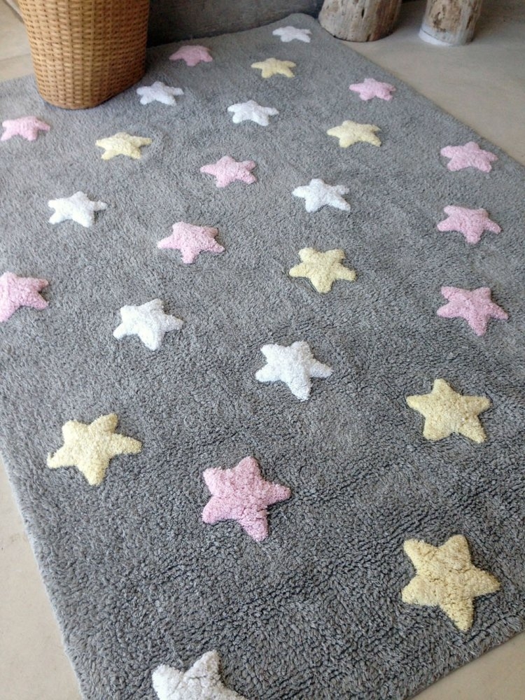 Teppich Stars Grau, Pink 2