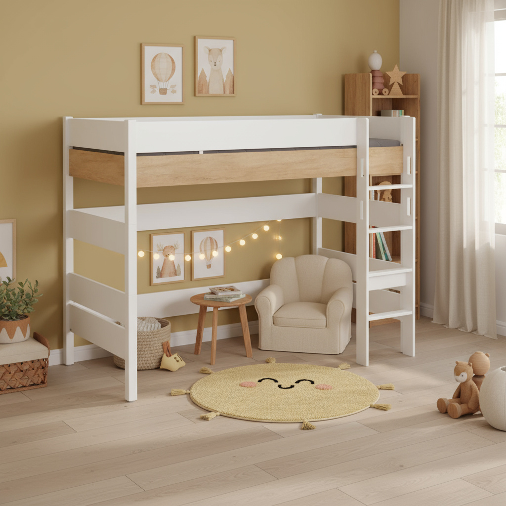 Mittelhohes Bett Kira Nebraska mit gerader Leiter, 90 x 200 cm 3