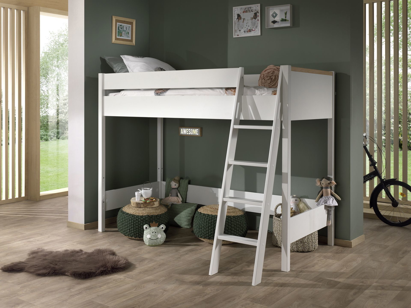 Halbhohes Bett London 2-teilig Set Weiss 3