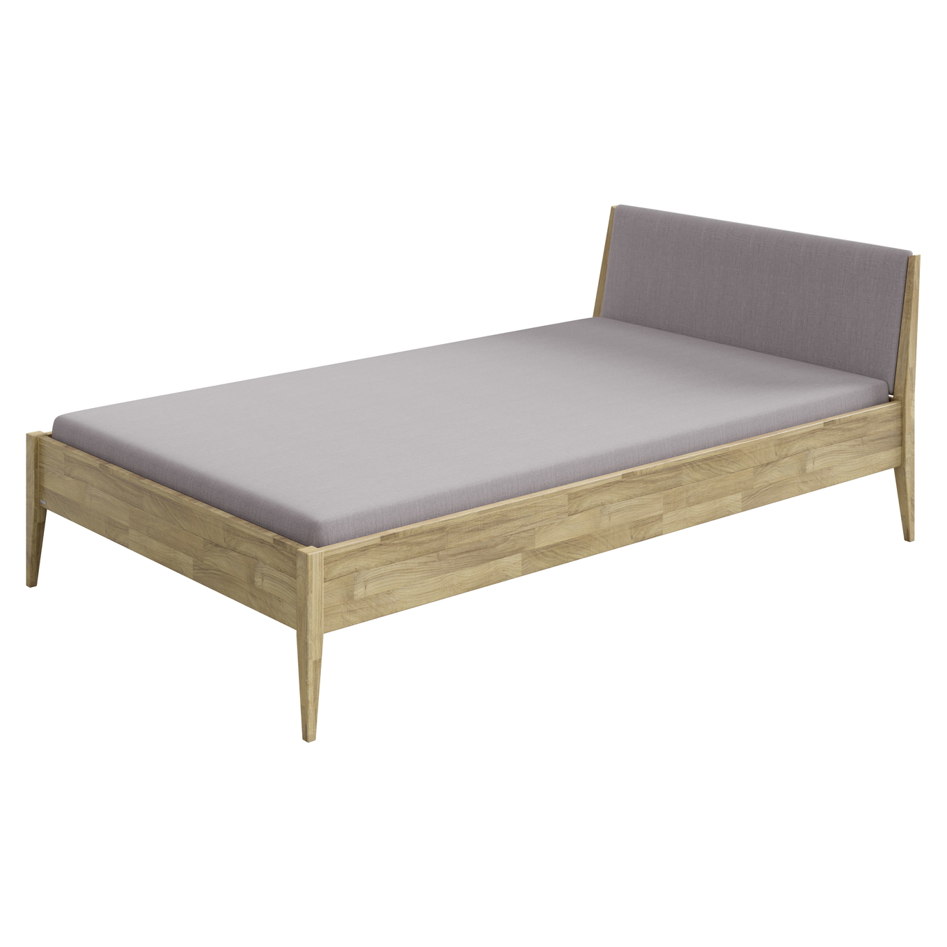 Bett Stiene mit gepolstertem Betthaupt Eiche Steingrau, 140 x 200 cm