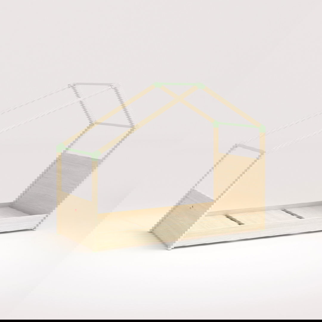 Hausbett Montes mit Seitendach Natur 3