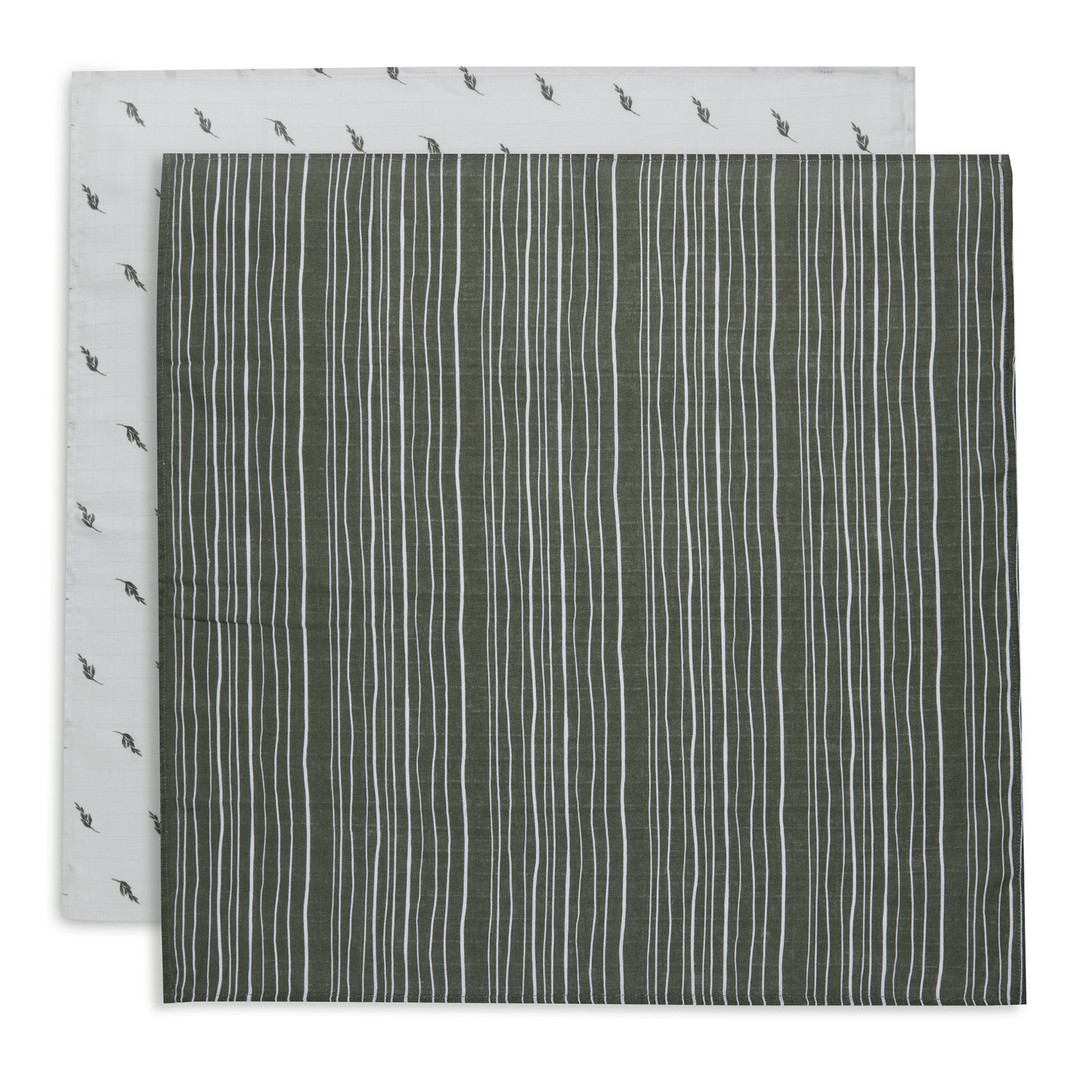 Spucktücher Stripe Olive Leaf Green 2er Set 1