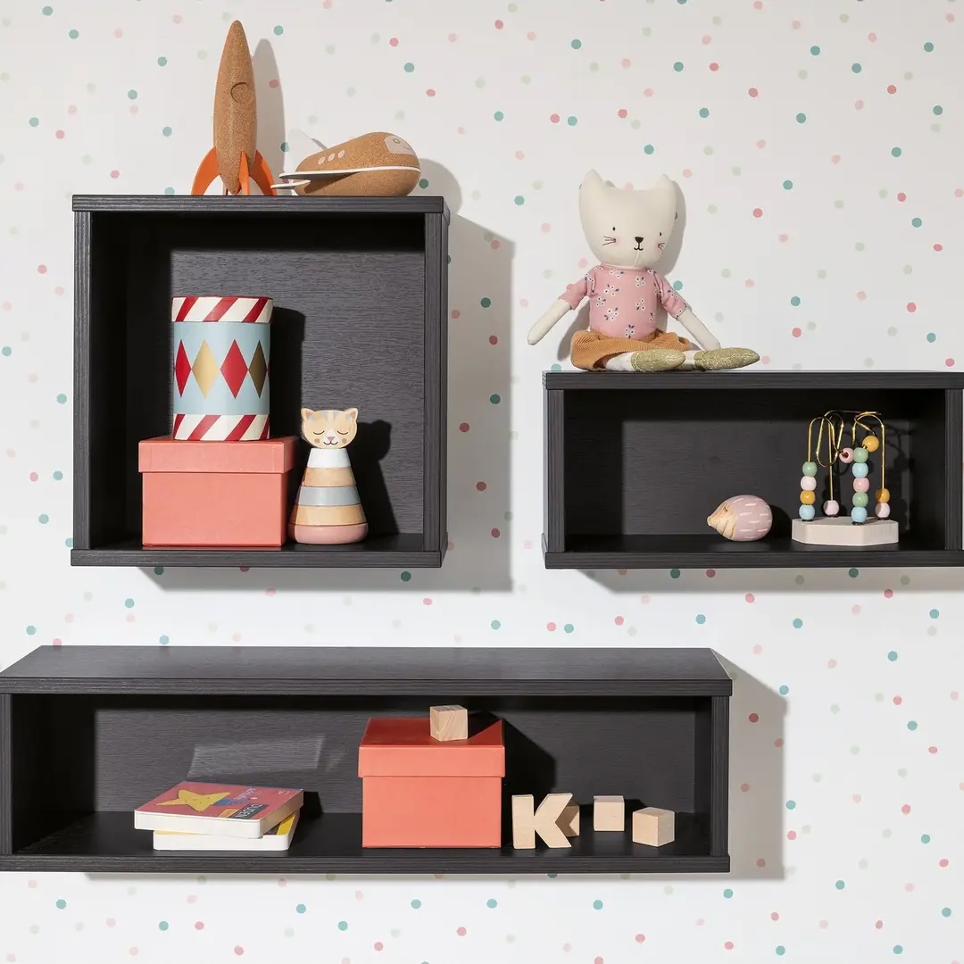 Wandregal Rechteckig Lang Naturschwarz #2