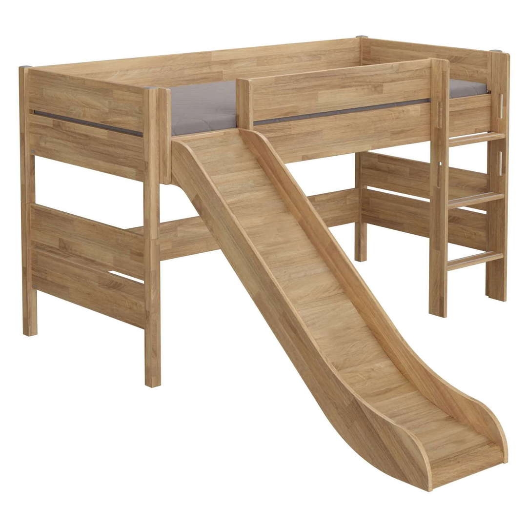 Halbhohes Bett Sten mit Rutsche Holz, mit gerader Leiter 1