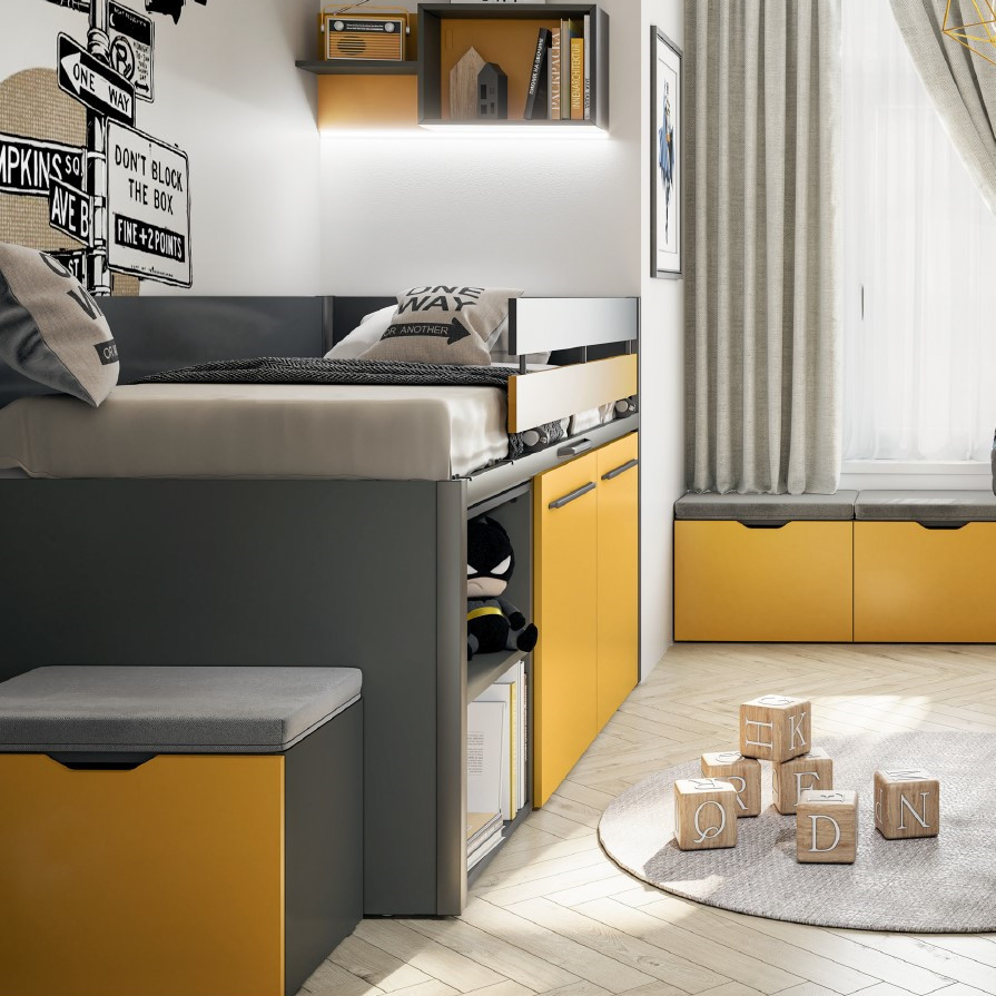 Halbhohes Bett Sky Lite Gelb 5