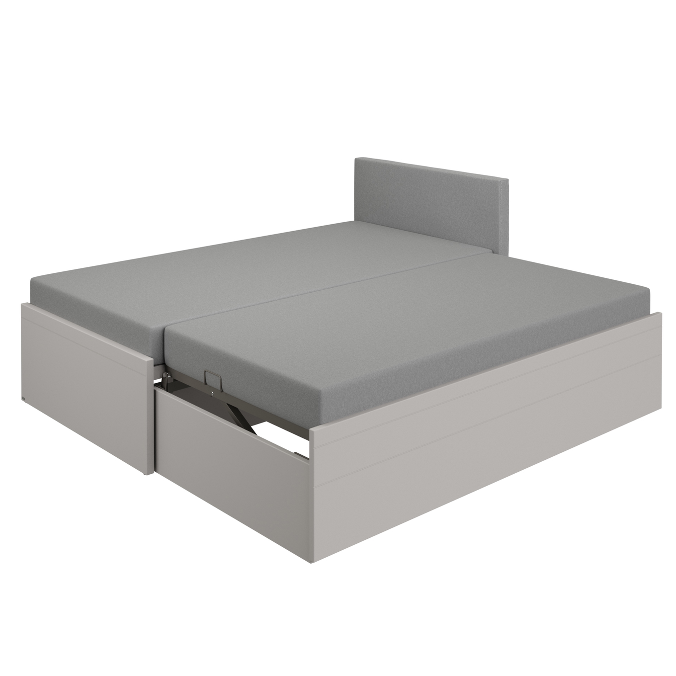 Bett Flynn mit gepolstertem Betthaupt Grau, Steingrau 4