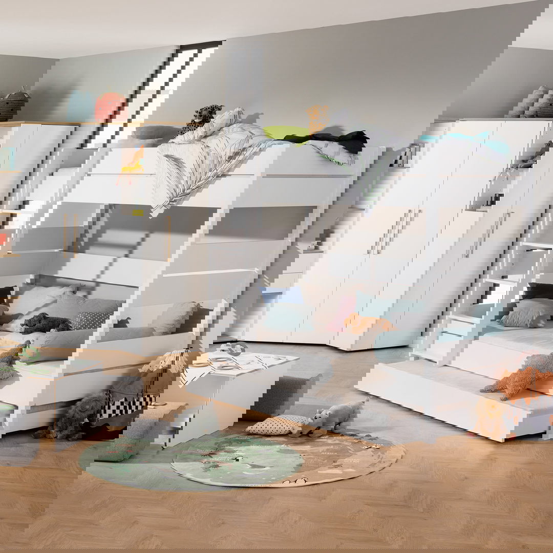 Hohes Etagenbett Tiago Weiss, mit gerader Leiter, 90 x 200 cm #2