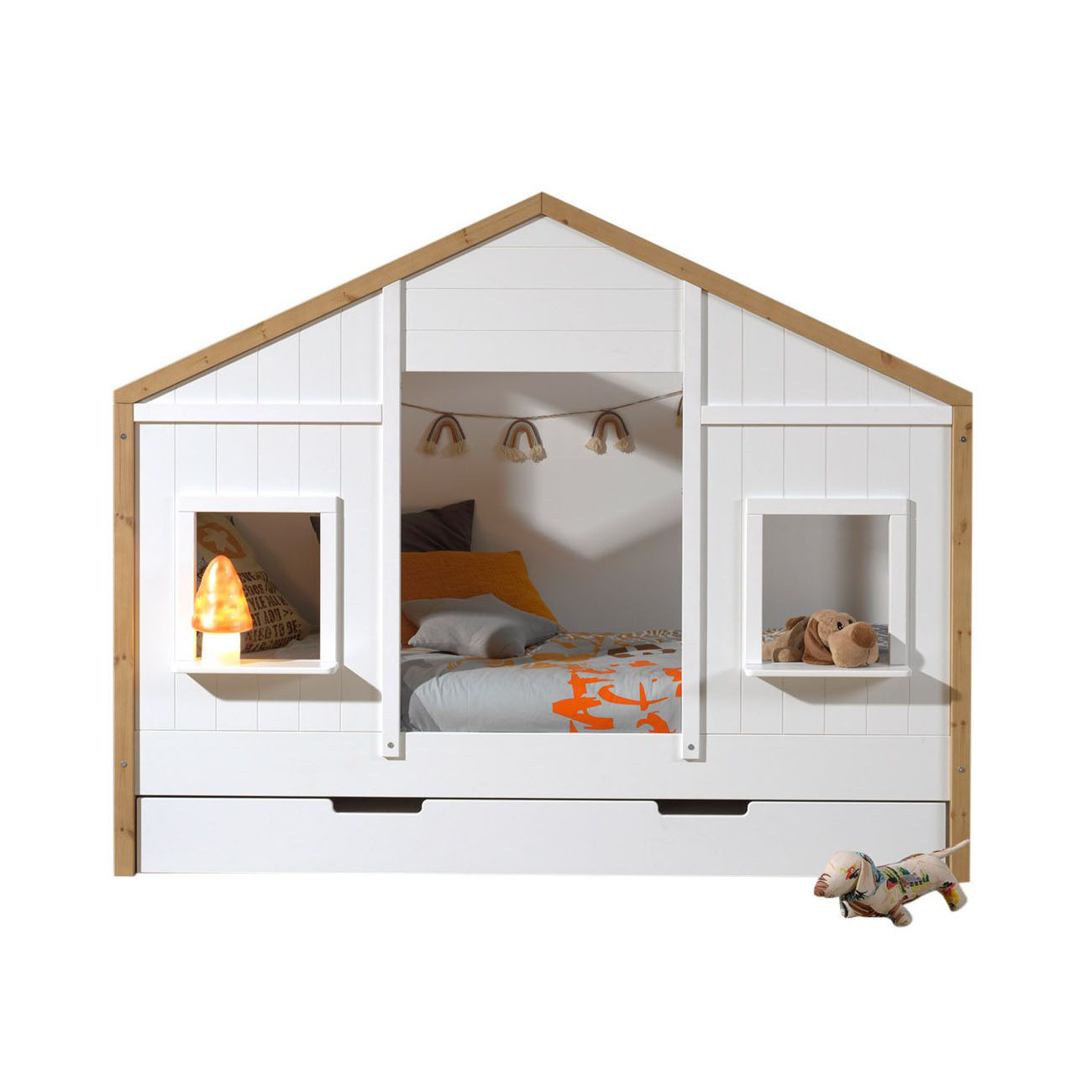 Hausbett Babs inkl. Ausziehkasten 2 Fenster