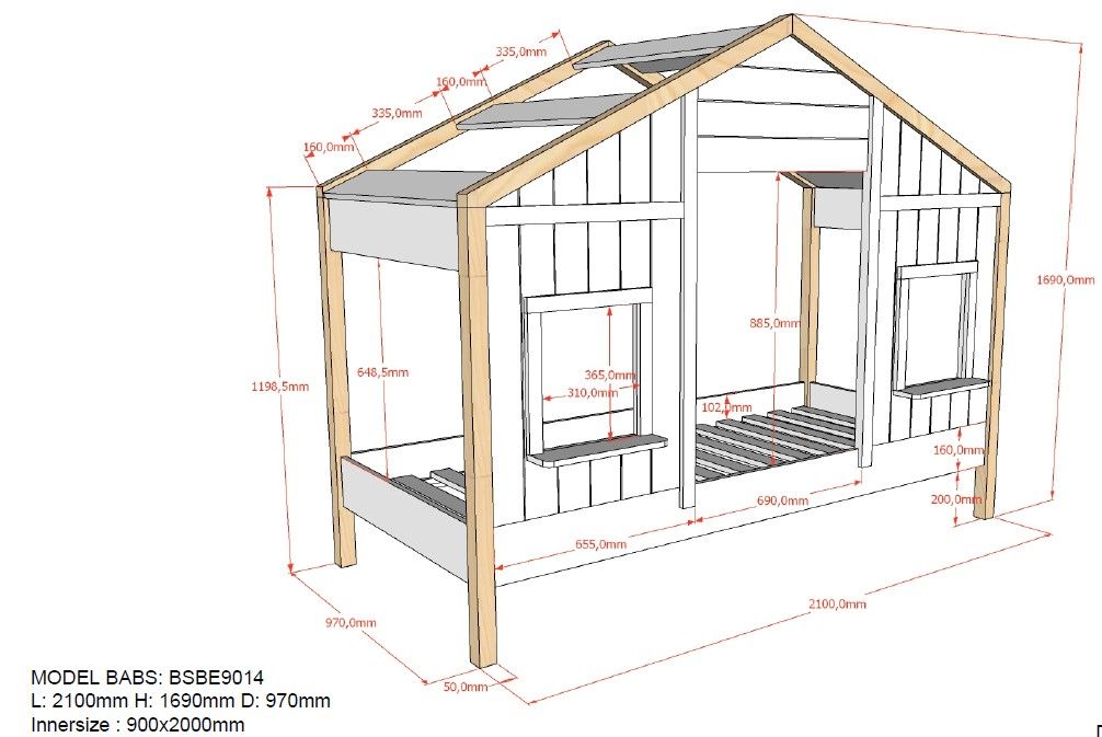 Hausbett Babs inkl. Ausziehkasten 2 Fenster 8