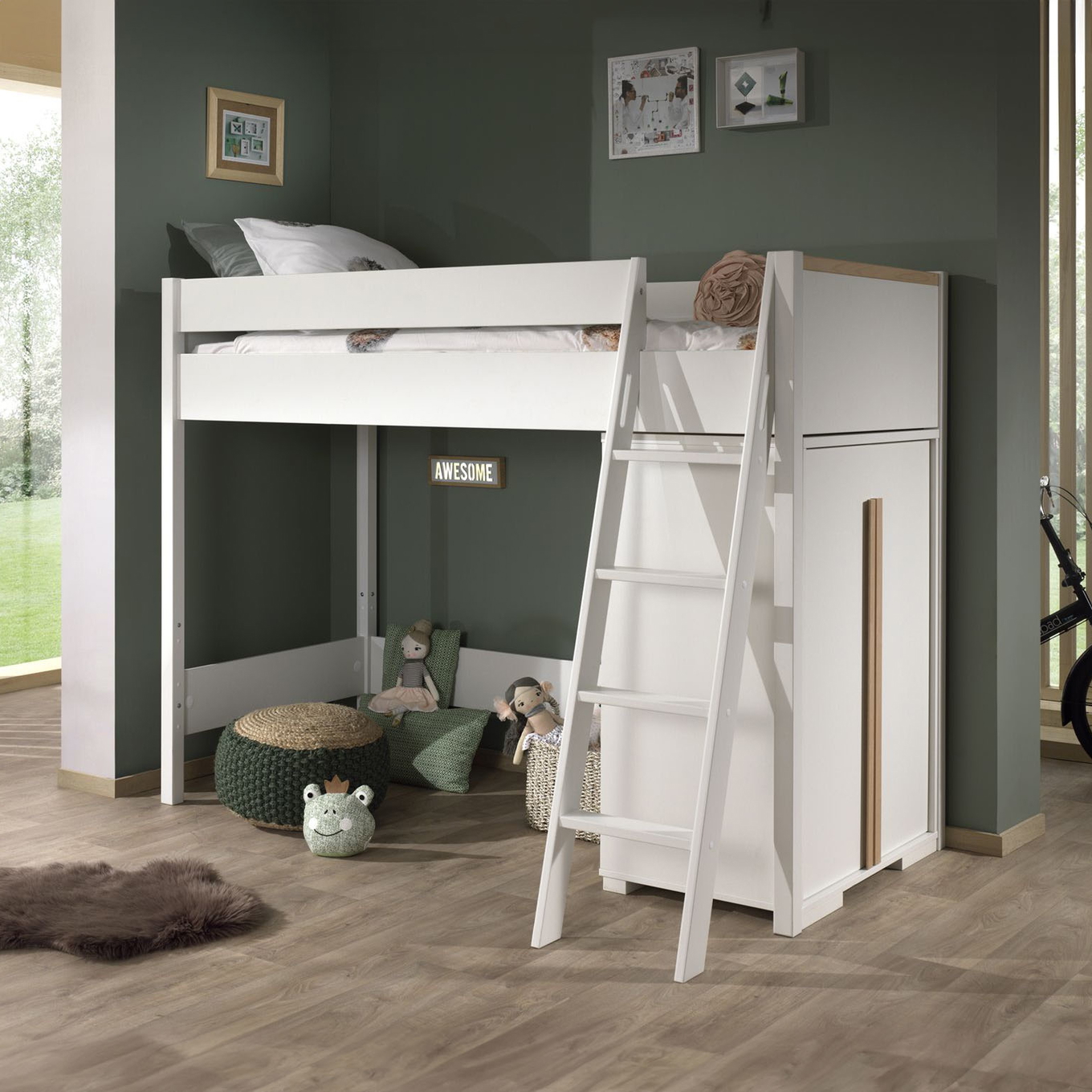 Halbhohes Bett London 2-teilig Set Weiss 2