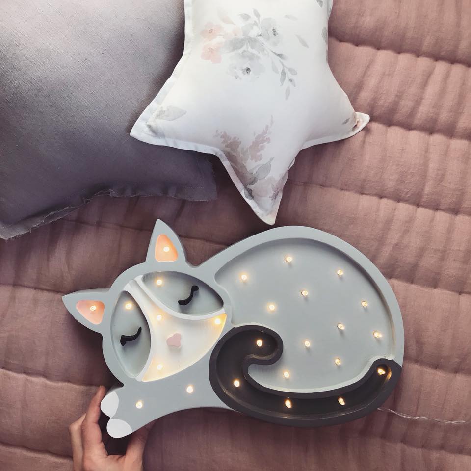 Nachtlampe Katze Grau 2