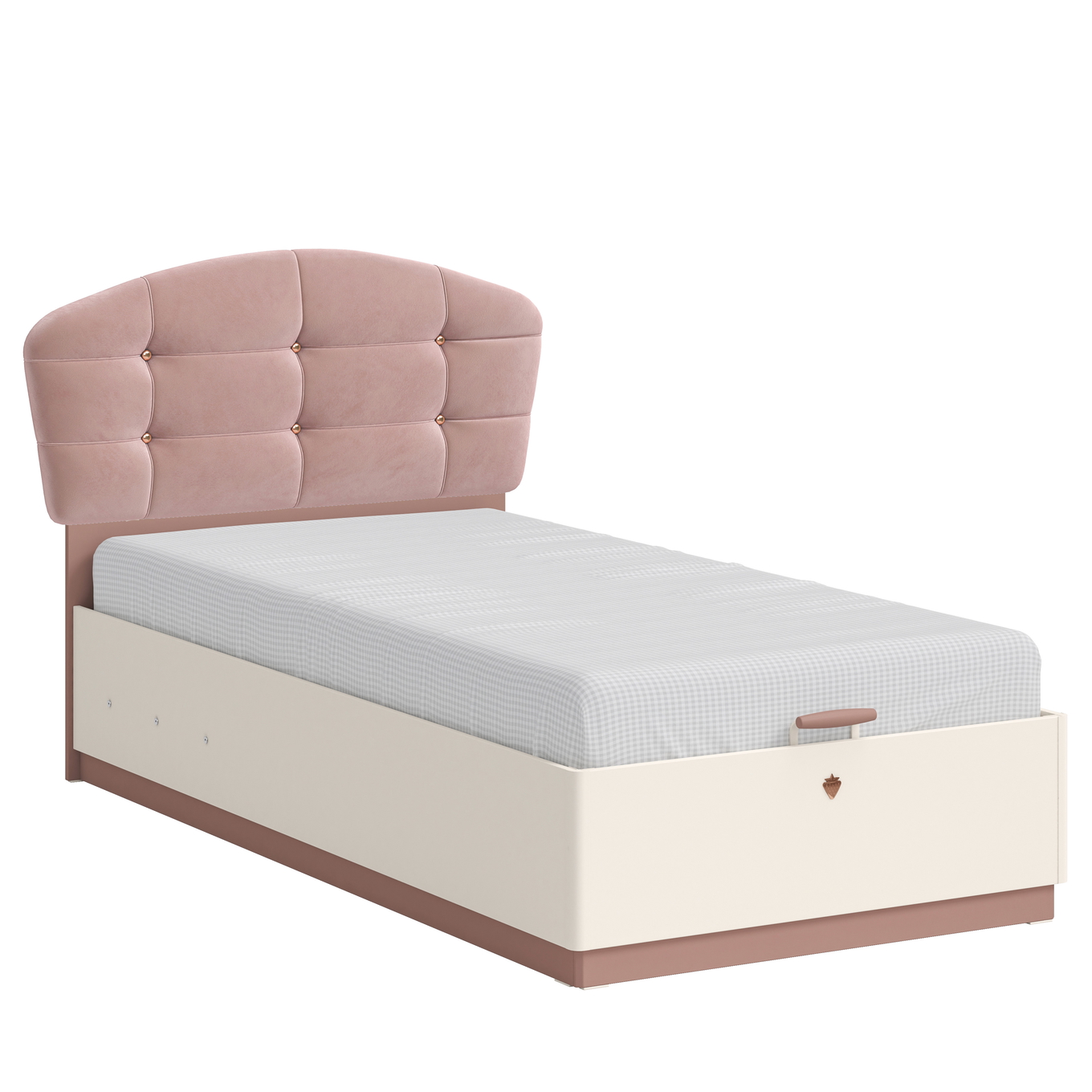 Bett Elegance mit Stauraum, mit Kopfteil rund, 100 x 200 cm 1