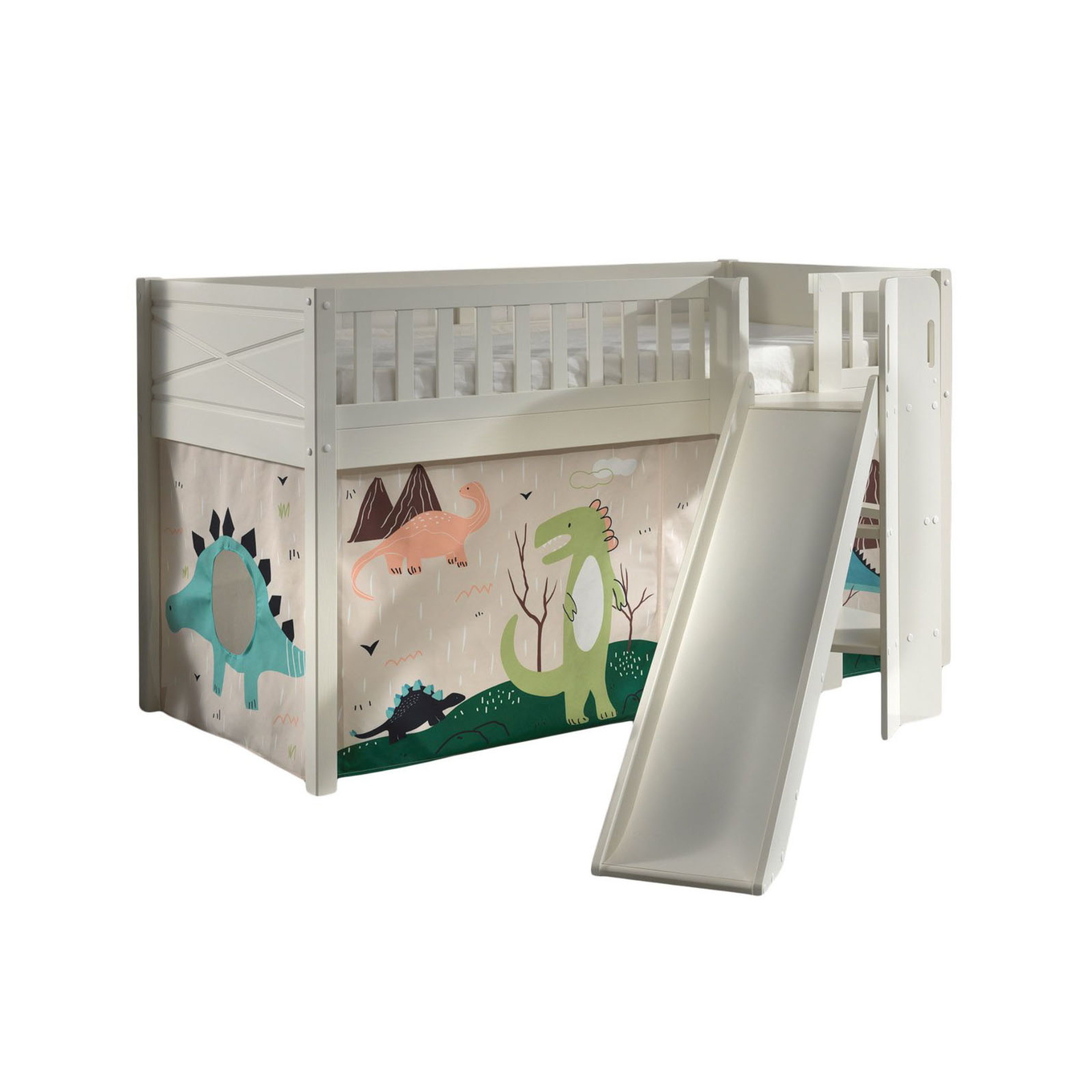 Halbhohes Bett Scott Dino mit Rutsche 1