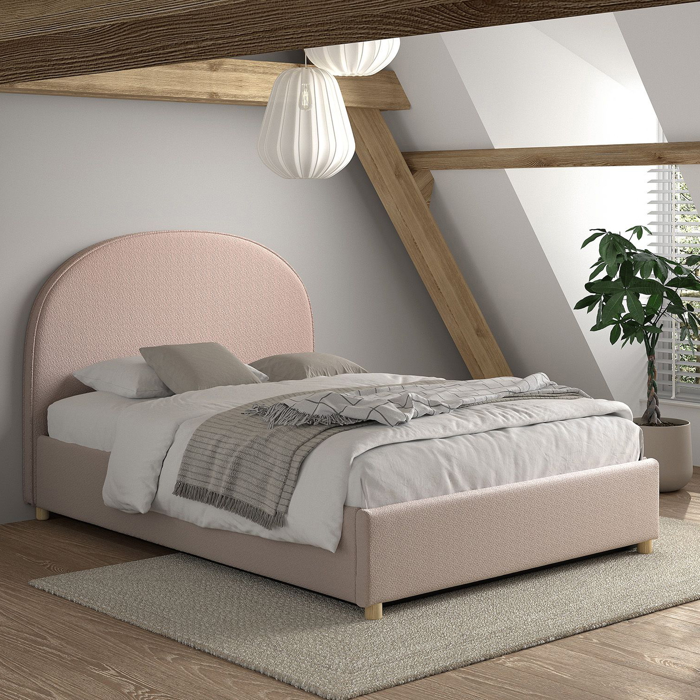 Bett Moon mit Stauraum Rosa, 140 x 200 cm 3