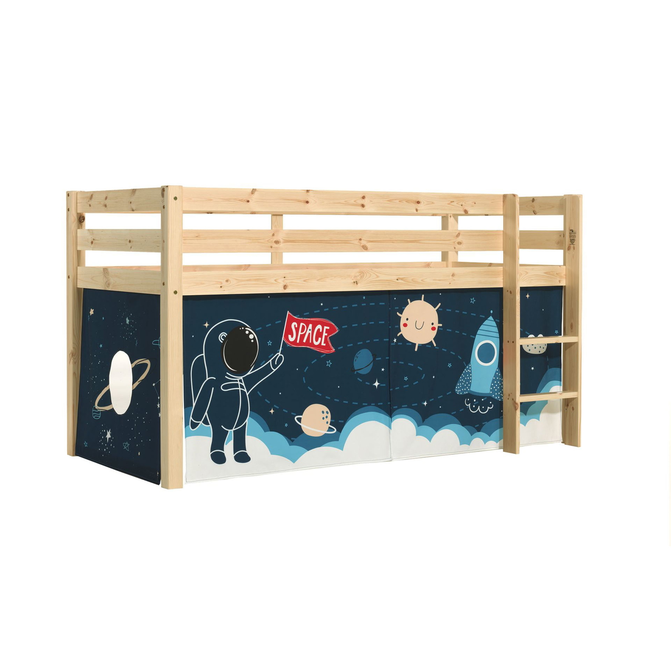 Halbhohes Bett Space Shuttle Holz 1