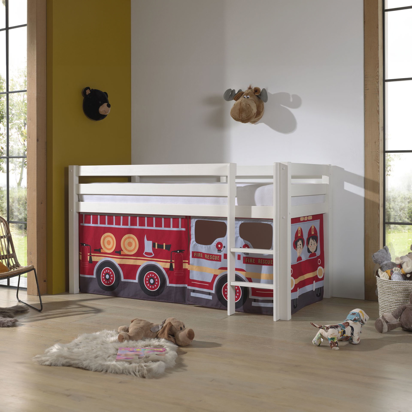 Halbhohes Bett Fire Truck Weiss 2