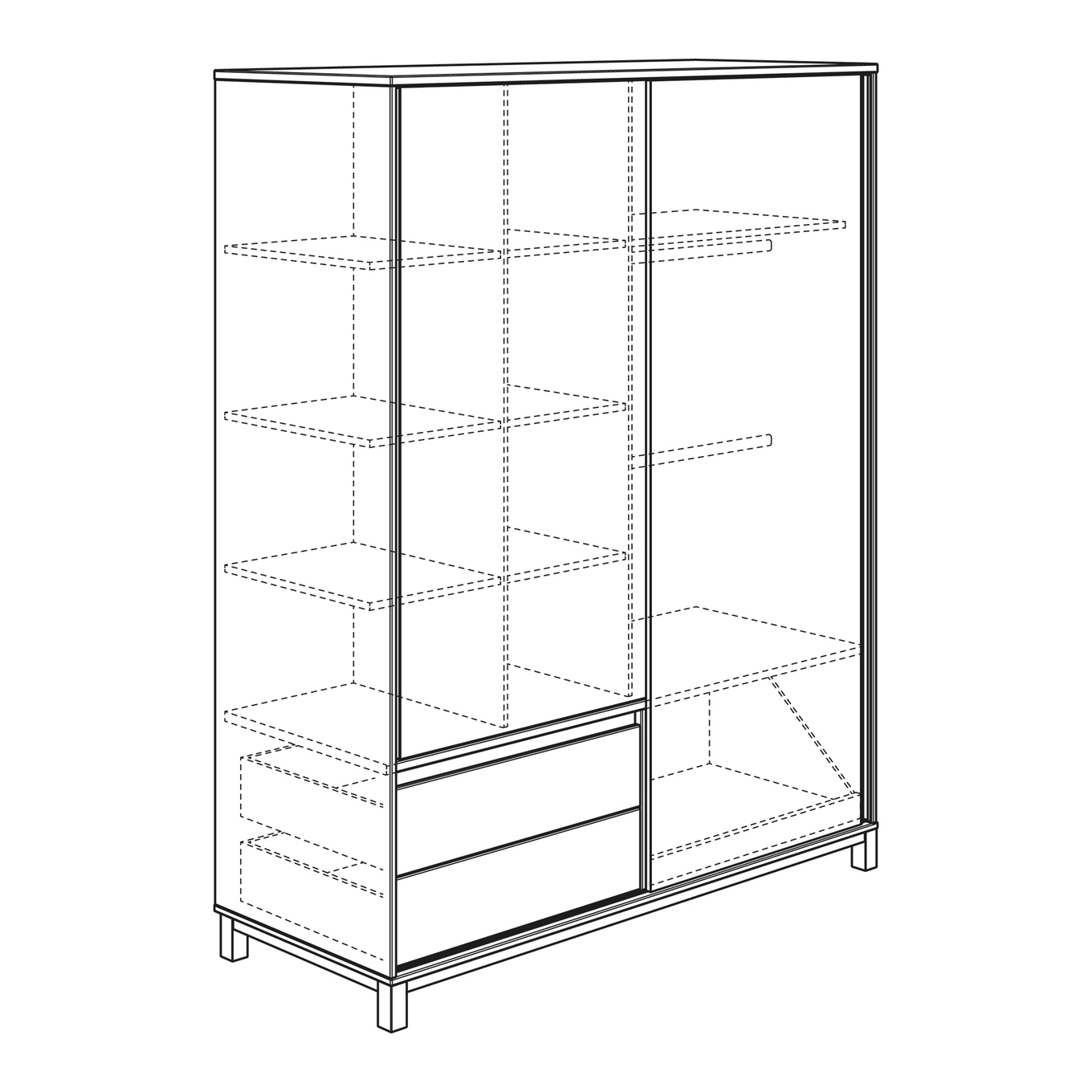 Kleiderschrank Olli mit Schiebetüren 2T2S Weiss 5