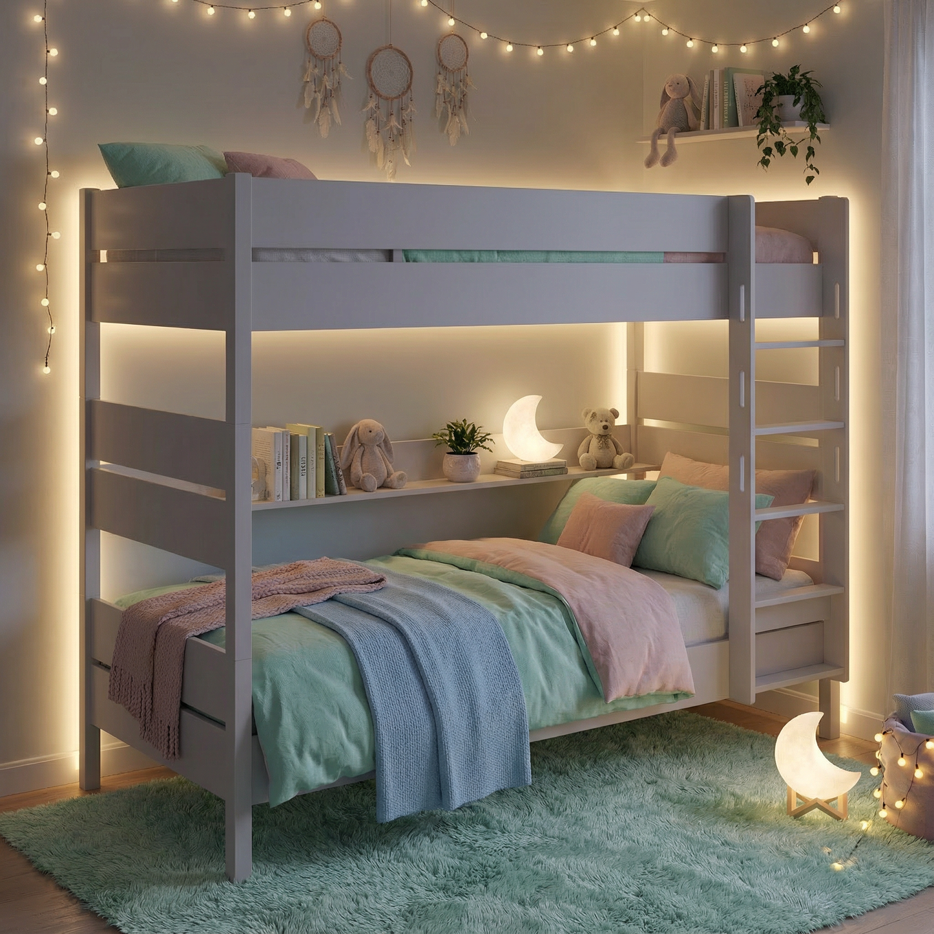 Hohes Etagenbett Tiago Grau, mit gerader Leiter, 90 x 200 cm 4