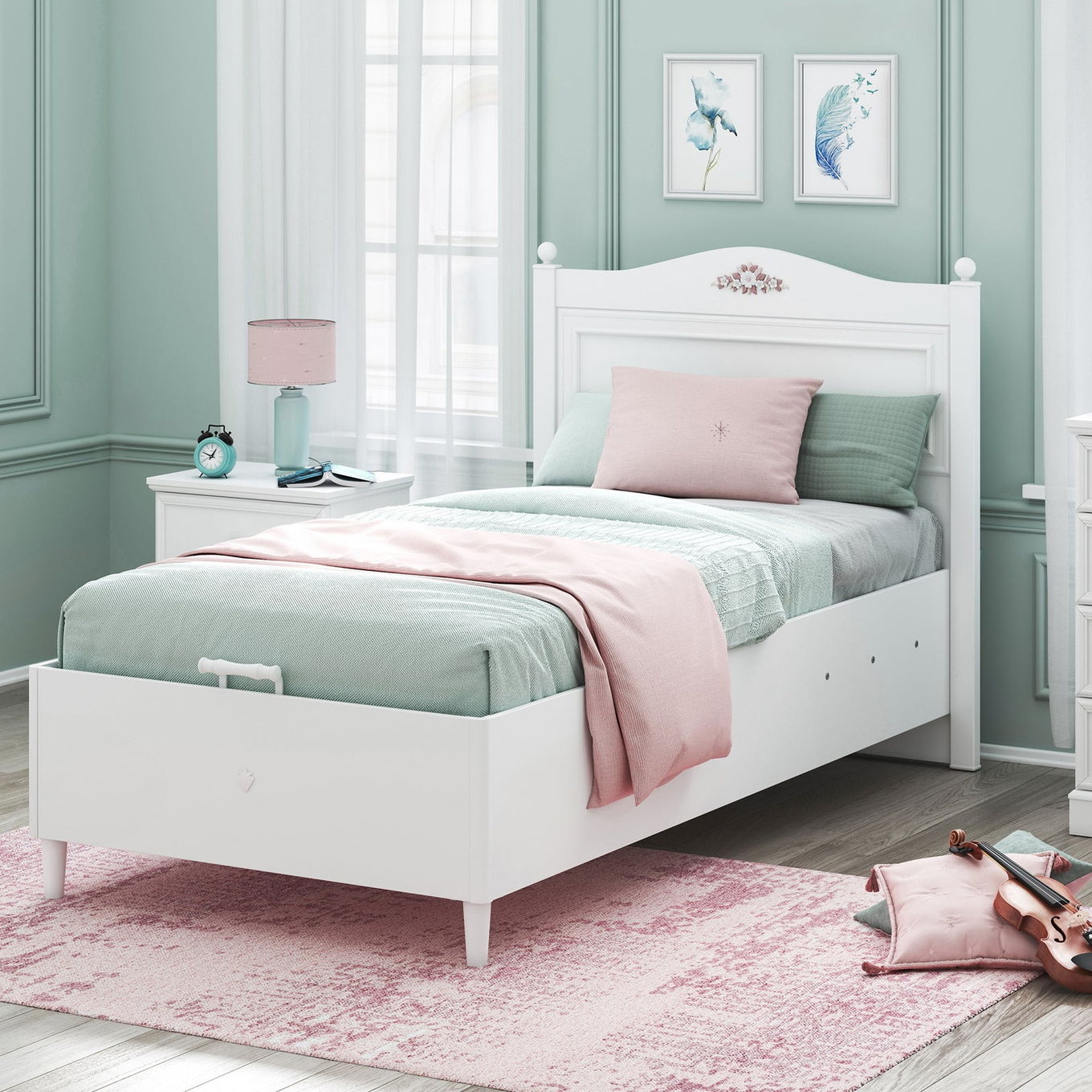 Bett Rustik mit Stauraum, 100 x 200 cm #2