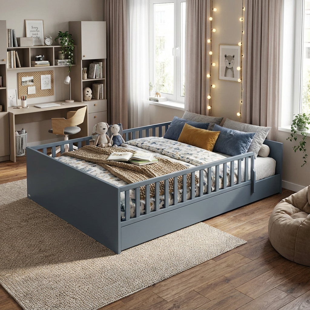 Bett Little Flo Blau, 140 x 200 cm #2