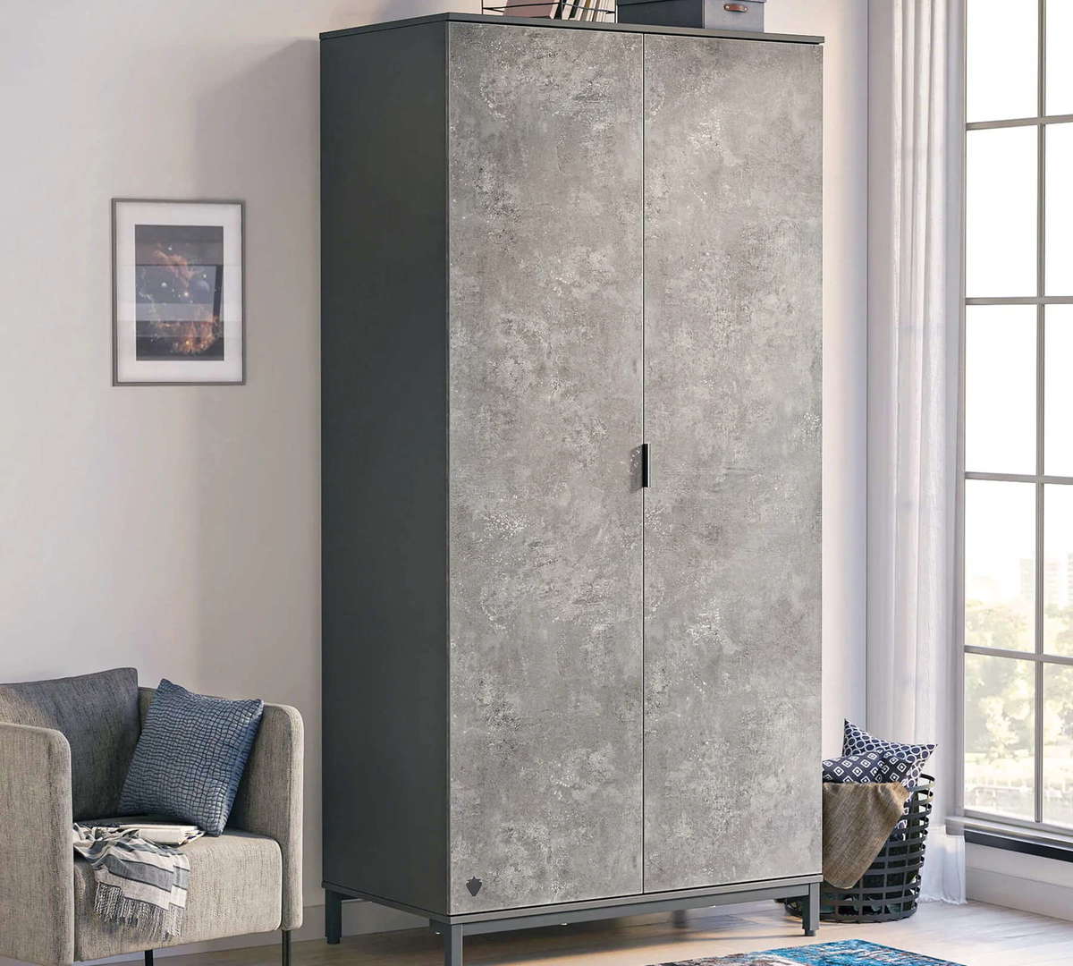Kleiderschrank Space Gray 2-türig 2