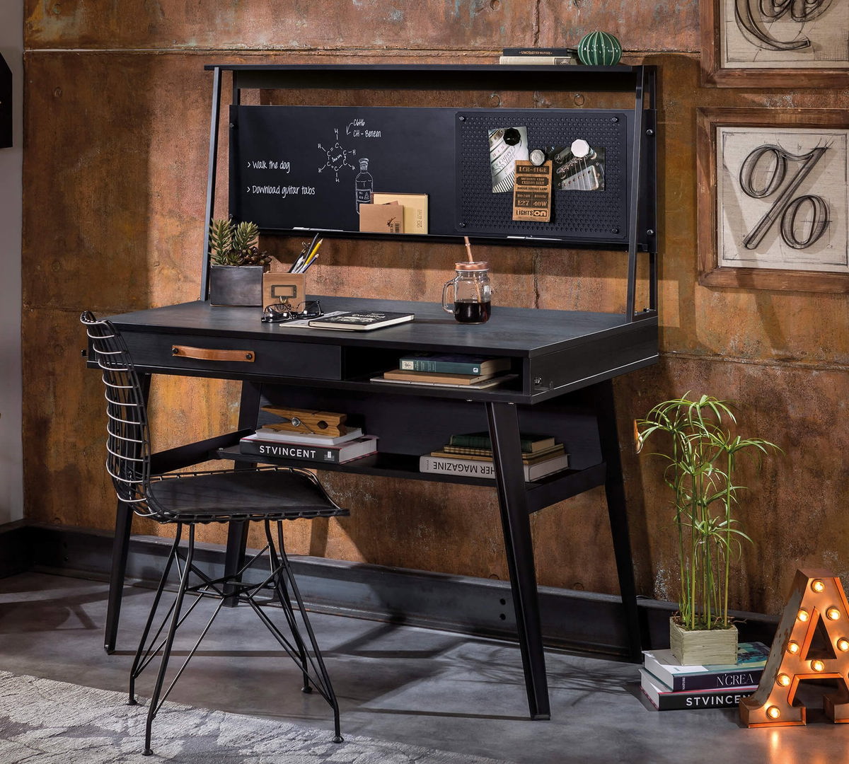 Schreibtischaufsatz Dark Metal Line 3