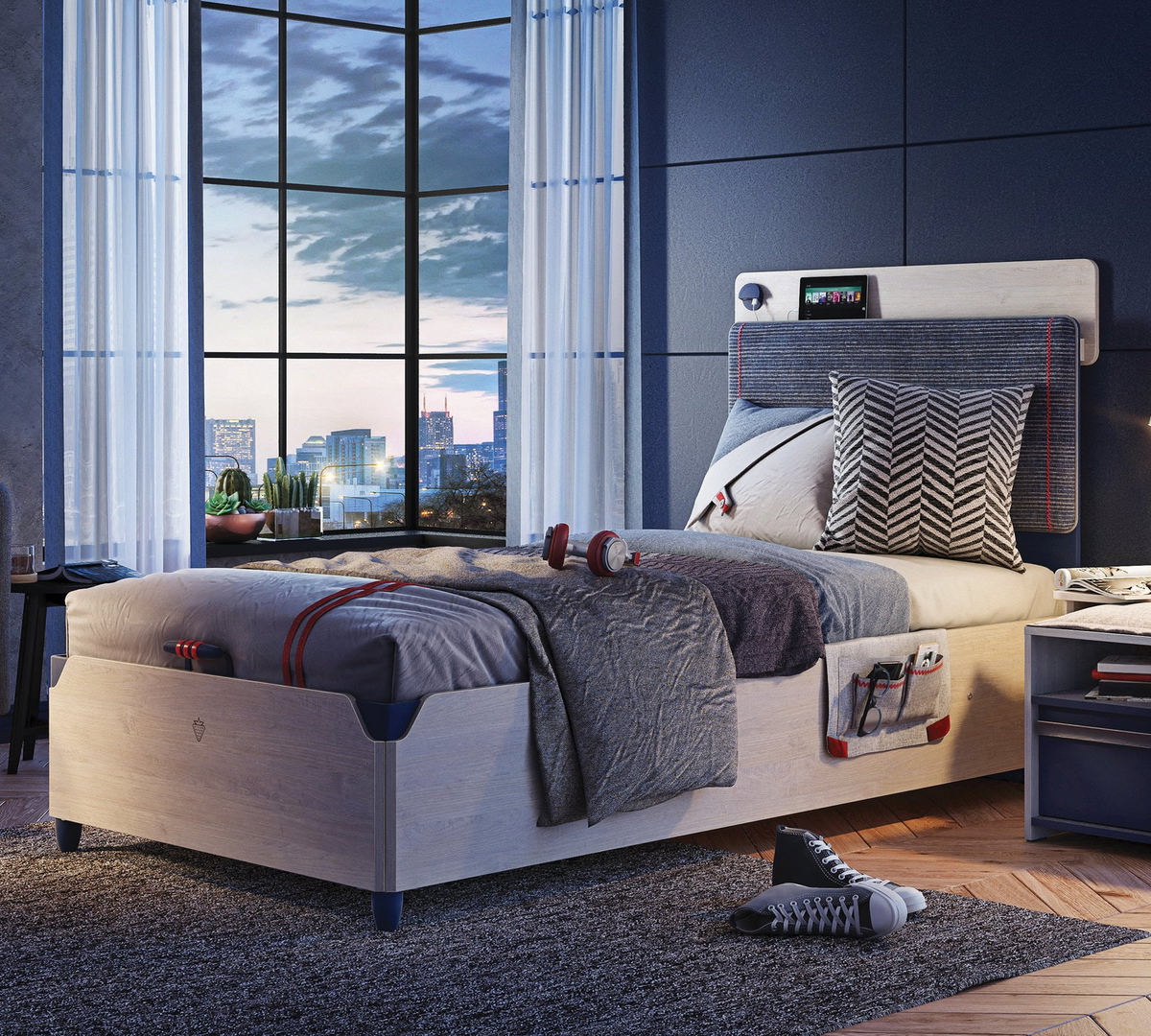 Bett Trio Line, mit Stauraum, 100 x 200 cm 3