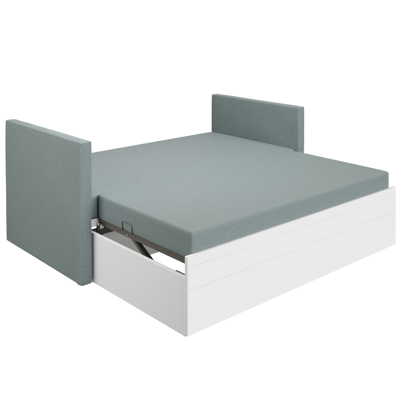 Bett Flynn mit 2 gepolsterten Betthäuptern Weiss, Aschblau 3