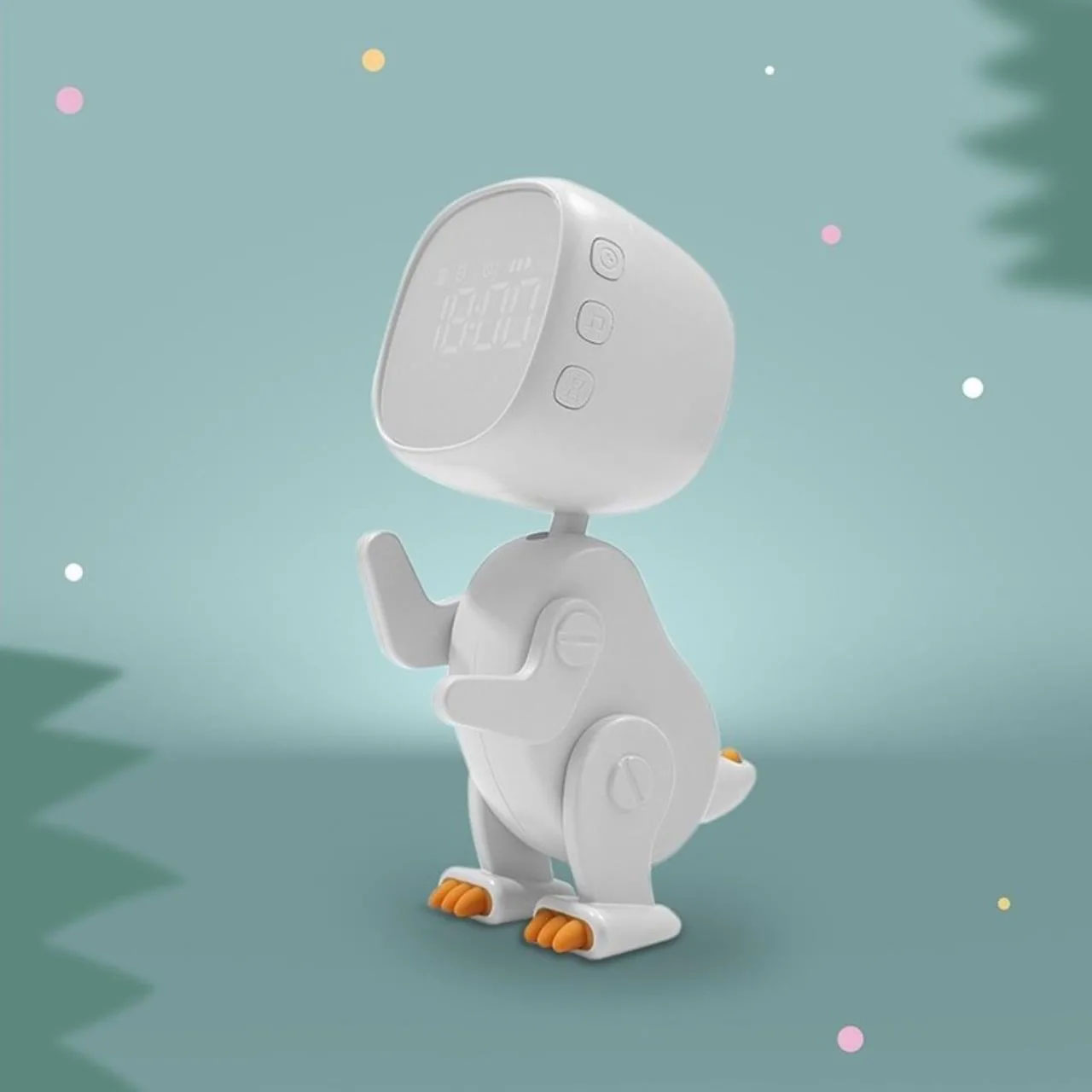 Wecker Roboter Dino Weiss 2