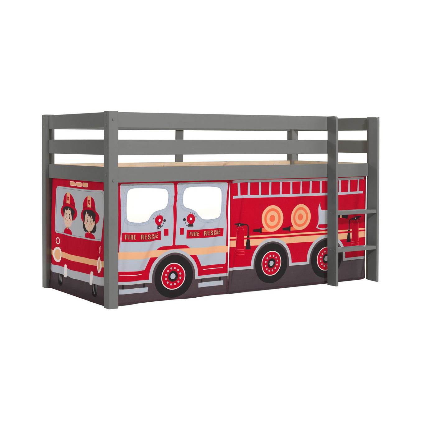 Halbhohes Bett Fire Truck Grau