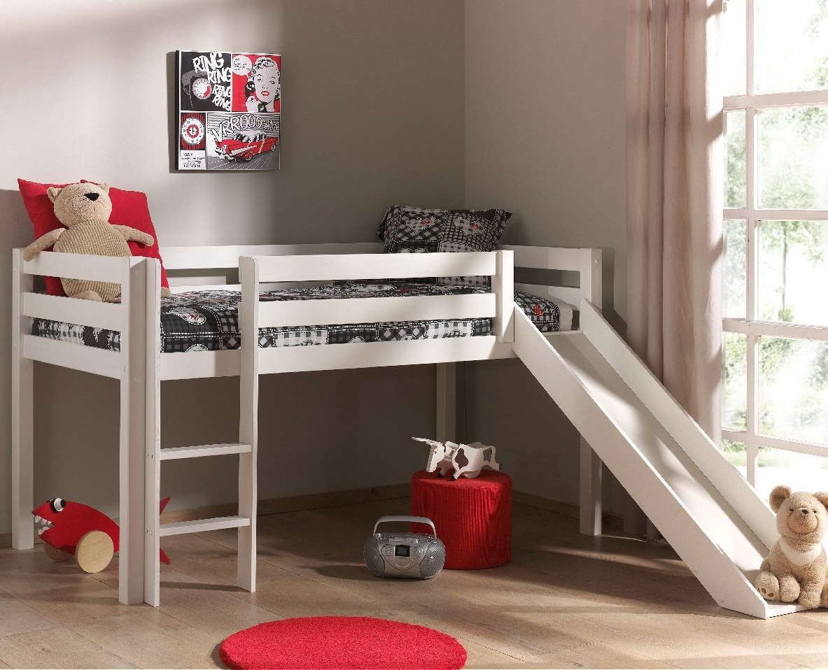 Halbhohes Bett Pino mit Rutsche Weiss 3