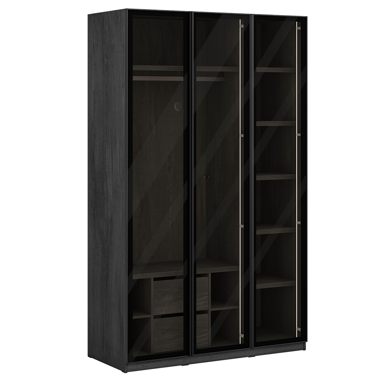 Kleiderschrank Black Glass Door 3-türig