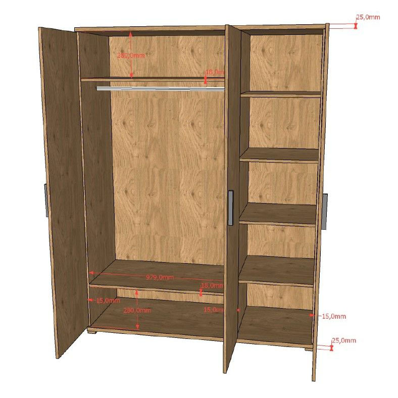 Kleiderschrank Sam 3-türig 3