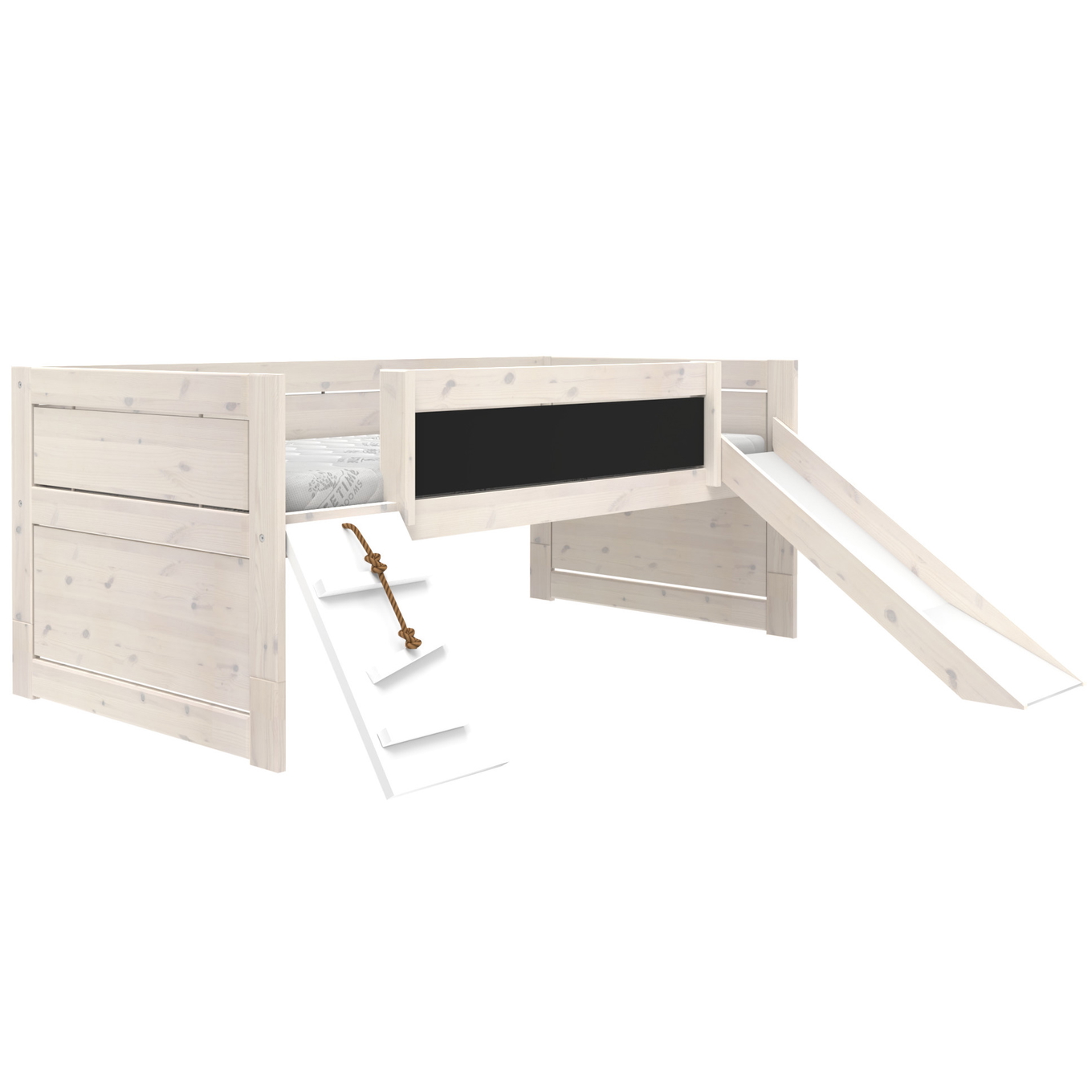 Kojenbett Climb & Slide Weiss lasiert, Deluxe Lattenrost