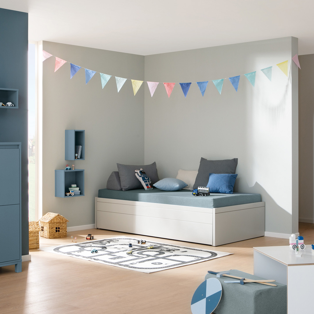 Bett Flynn mit Ausziehfunktion Kieselgrau 2