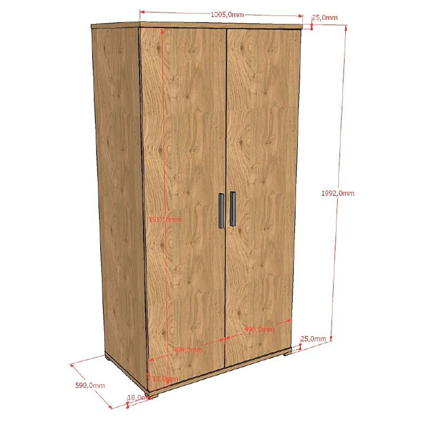 Kleiderschrank Sam 2-türig 4
