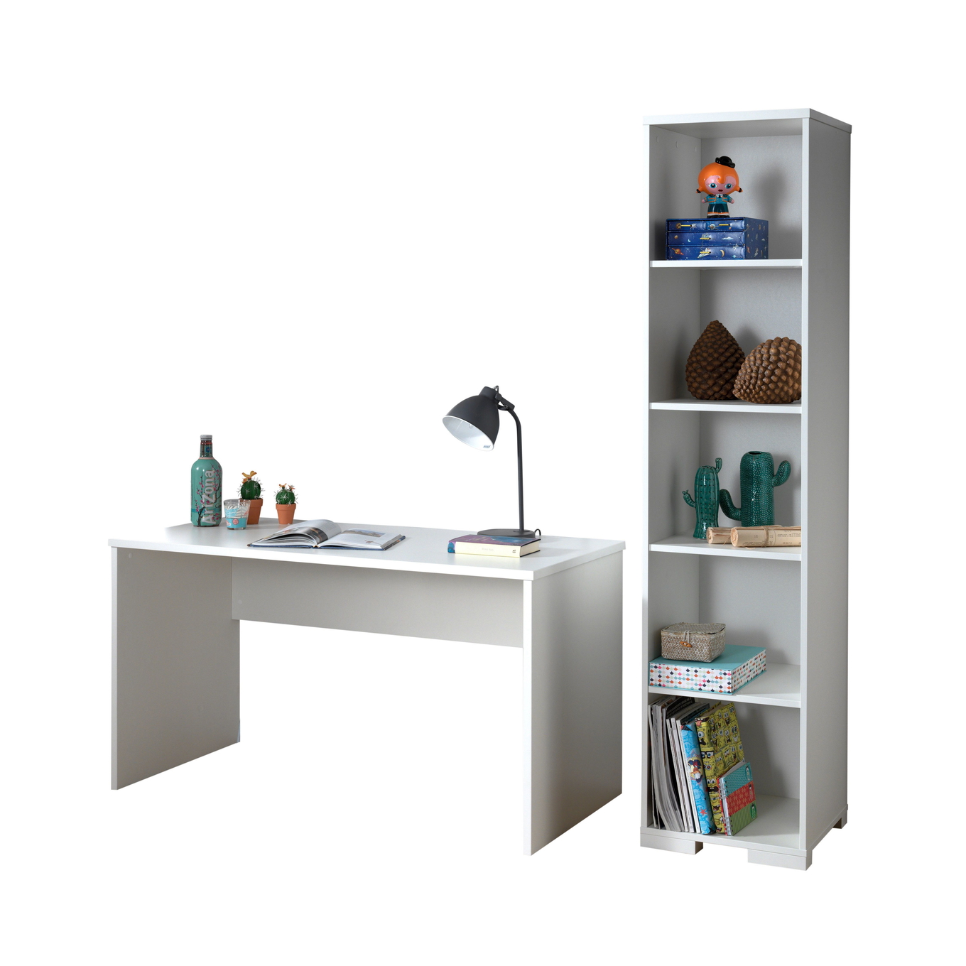 Schreibtisch London 2-teilig Set Weiss 1