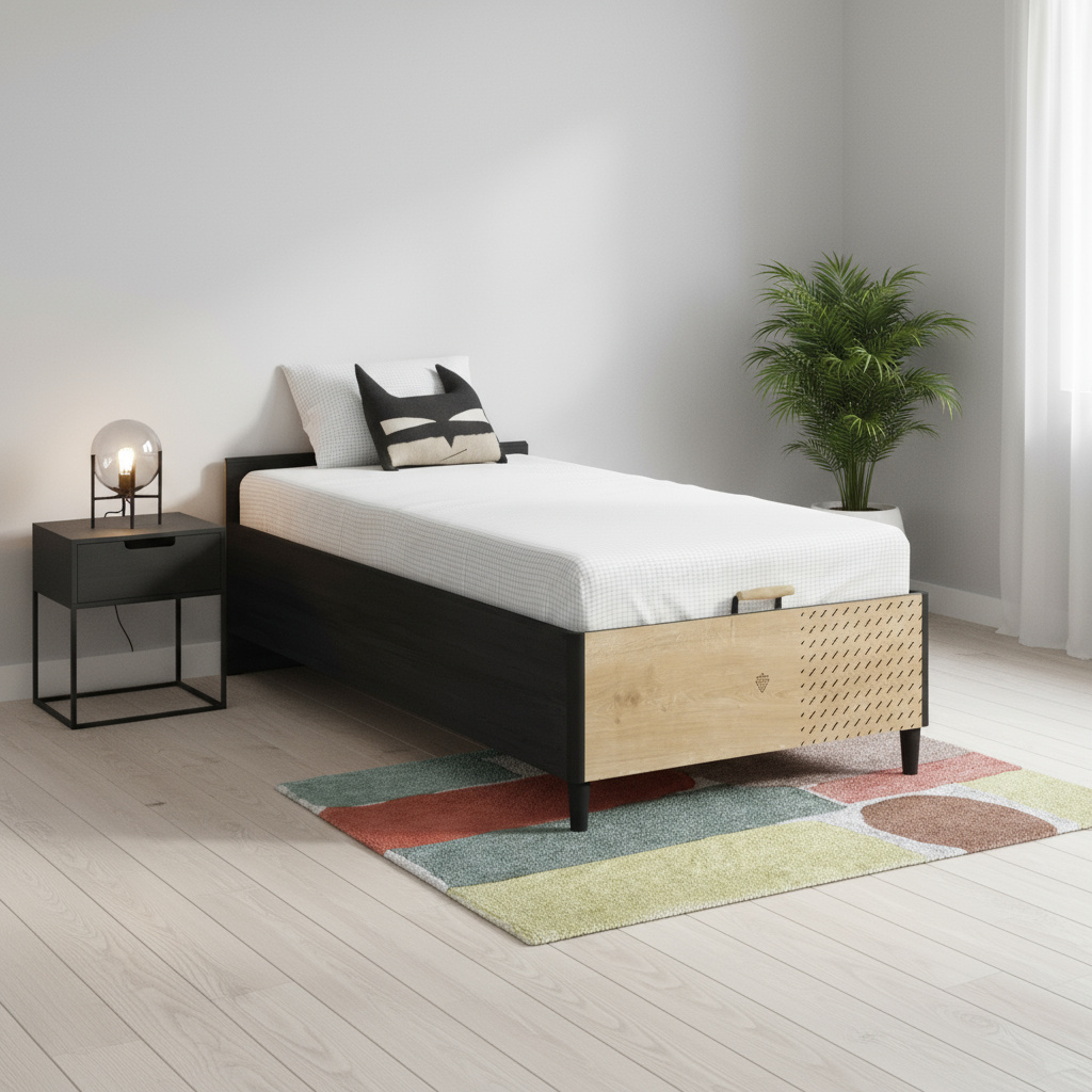 Bett Black ohne Kopfteil mit Stauraum, 100 x 200 cm 3