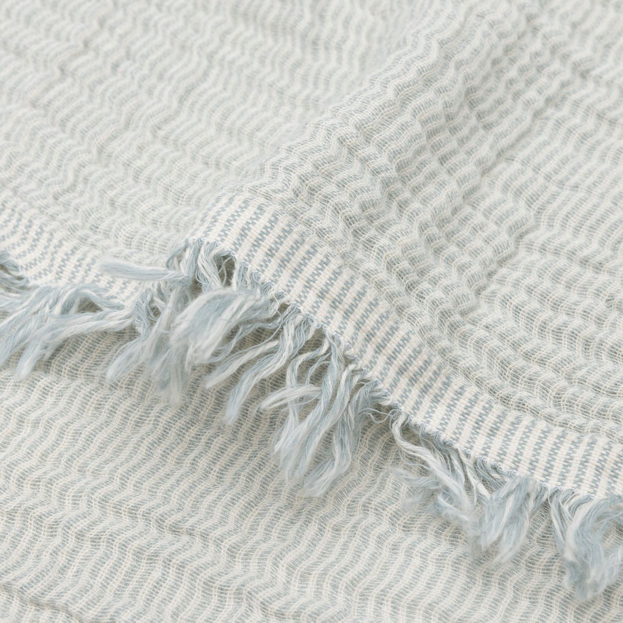 Babydecke Fringe Stripe Sea Green 2