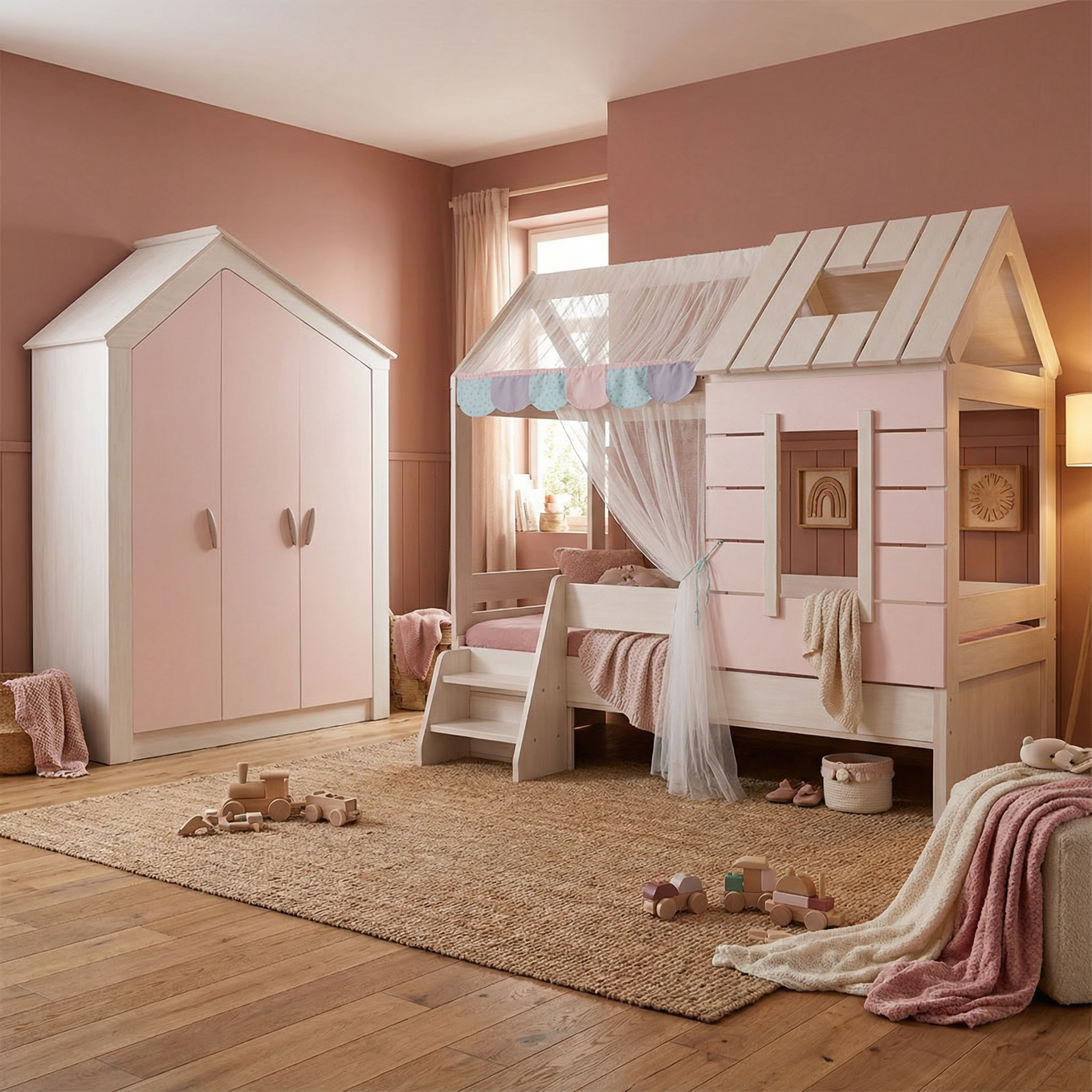 Abenteuerbett My House Pink 3