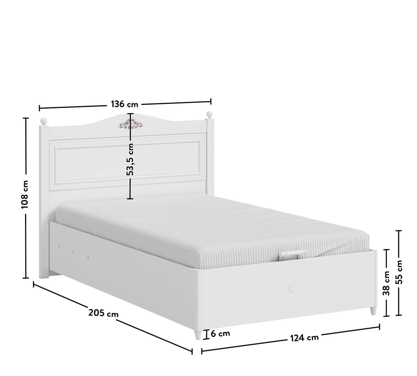 Bett Rustik mit Stauraum, 120 x 200 cm 5