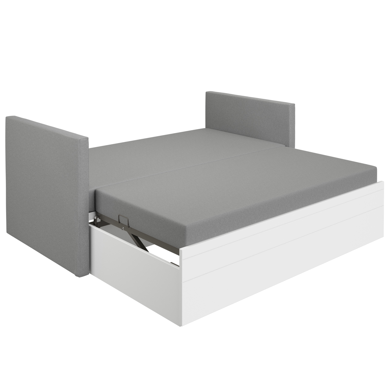 Bett Flynn mit 2 gepolsterten Betthäuptern Weiss, Steingrau 6