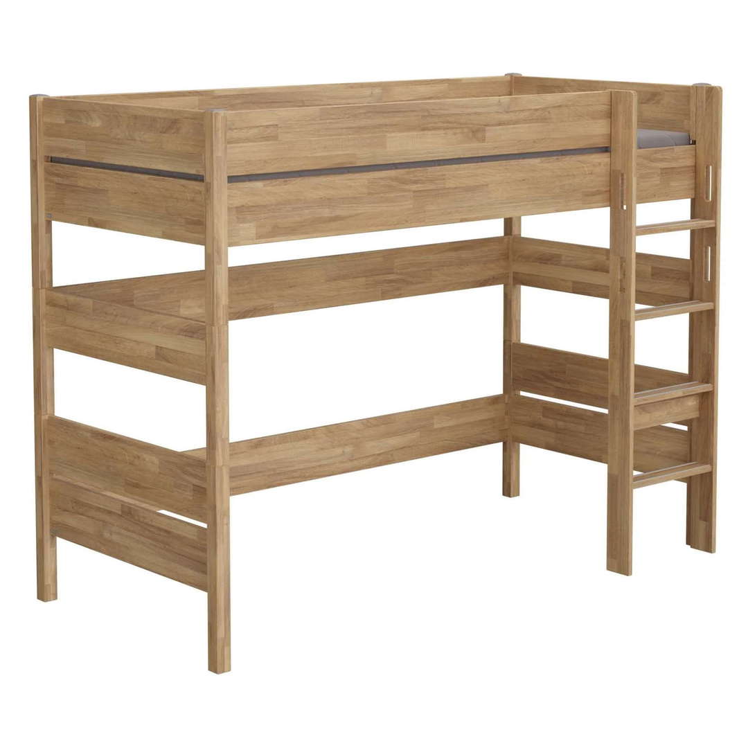 Mittelhohes Bett Sten Holz, mit gerader Leiter