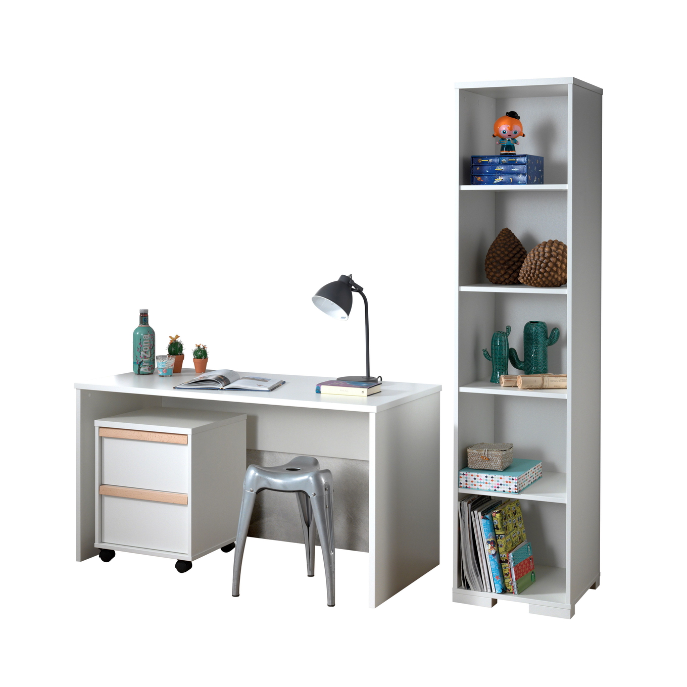 Schreibtisch London 3-teilig Set Weiss 1