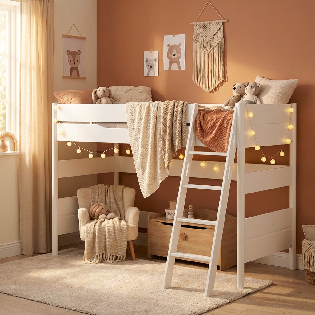 Mittelhohes Bett Ylvie Weiss, mit Schrägleiter, 90 x 200 cm 3